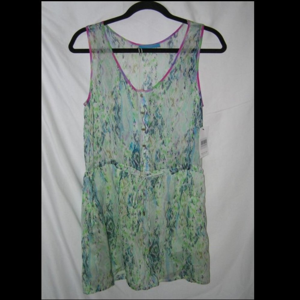 Matthew Williamson Escape Mint Python Silk Sleeveless Romper Playsuit